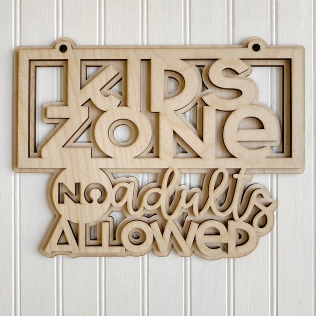 Kid's Zone No Adults Allowed Doorhanger