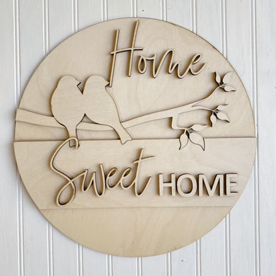 Birds Home Sweet Home Branch Round Doorhanger