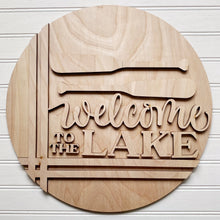 Welcome To The Lake Stripes Oars Round Doorhanger