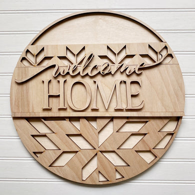 Welcome Home Star Quilt Pattern Round Doorhanger