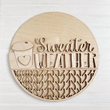Sweater Weather Coffee Cable Knit Round Doorhanger