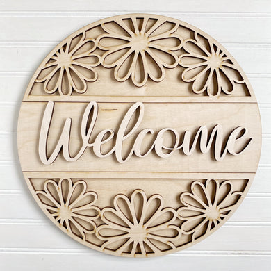 Daisy Circular Welcome Round Doorhanger