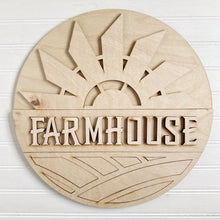Farmhouse Windmill Field Round Doorhanger