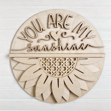 You Are My Sunshine Boho Rattan Sunflower Round Doorhanger