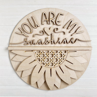 You Are My Sunshine Boho Rattan Sunflower Round Doorhanger