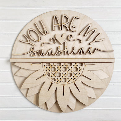 You Are My Sunshine Boho Rattan Sunflower Round Doorhanger