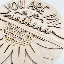 You Are My Sunshine Boho Rattan Sunflower Round Doorhanger