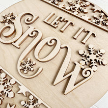 Let It Snow Winter Snowflake Borders Round Doorhanger