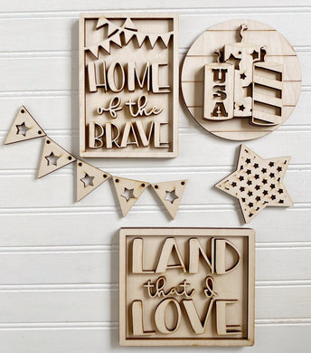 Land That I Love Home of the Brave Tiered Tray Set