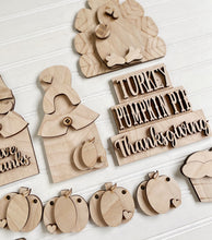 Turkey Pumpkin Pie Thanksgiving Pilgrims Tiered Tray Set