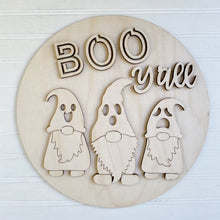 Boo Y'all Gnome Ghost Halloween Round Doorhanger