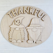 Thankful Gnome Couple Oval Doorhanger