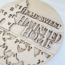 Home Sweet Haunted Home Ghost Halloween Round Doorhanger