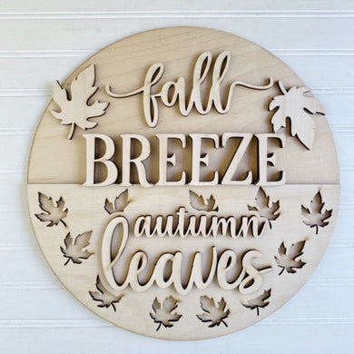 Fall Breeze Autumn Leaves Leaf Round Doorhanger