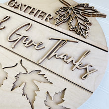 Gather & Give Thanks Leaf Leaves Round Doorhanger