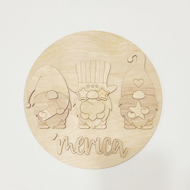 Triple Gnome 'Merica Fireworks Round Doorhanger