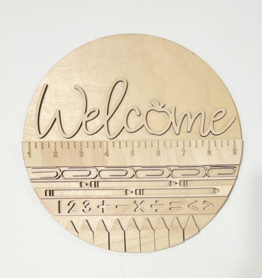 Welcome Classroom Ruler Teacher Round Doorhanger