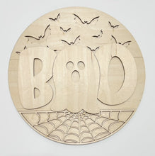 BOO Ghost Bats & Spiderweb Round Doorhanger