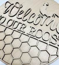 Welcome To Our Roost Chicken Wire Round Doorhanger