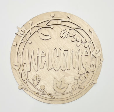 Fall Welcome Vines Round Doorhanger