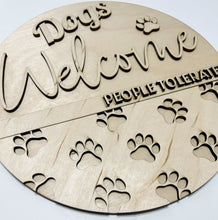 Dogs Welcome People Tolerated Pawprints Round Doorhanger