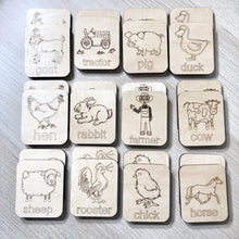 Farm Animal Theme - Memory Game - Wood Matching Game - Make a Match Educational Game - Wood Puzzle - Montessori - Open Ended Play - Learning