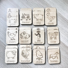 Farm Animal Theme - Memory Game - Wood Matching Game - Make a Match Educational Game - Wood Puzzle - Montessori - Open Ended Play - Learning