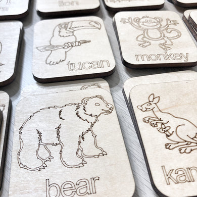 Zoo Animal Themed - Memory Game - Wood Matching Game - Make a Match Educational Game - Wood Puzzle - Montessori - Open Ended Play - Learning