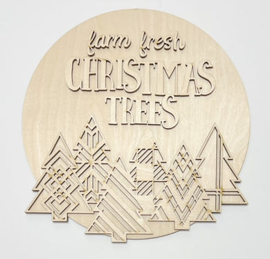 Christmas Trees Farm Fresh Decorative Trees Round Doorhanger