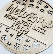 Pawprint Welcome Hope You Like Dogs Round Doorhanger