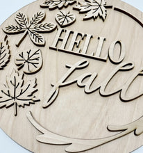 Fall Decorative Leaves Hello Fall Round Doorhanger