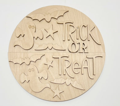 Trick or Treat Ghosts Bats & Stars Round Doorhanger