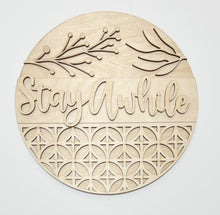 Stay Awhile Branches Round Doorhanger
