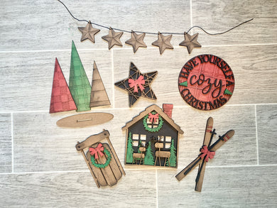 Have Yourself a Cozy Christmas Sled Skies Tiered Tray Set