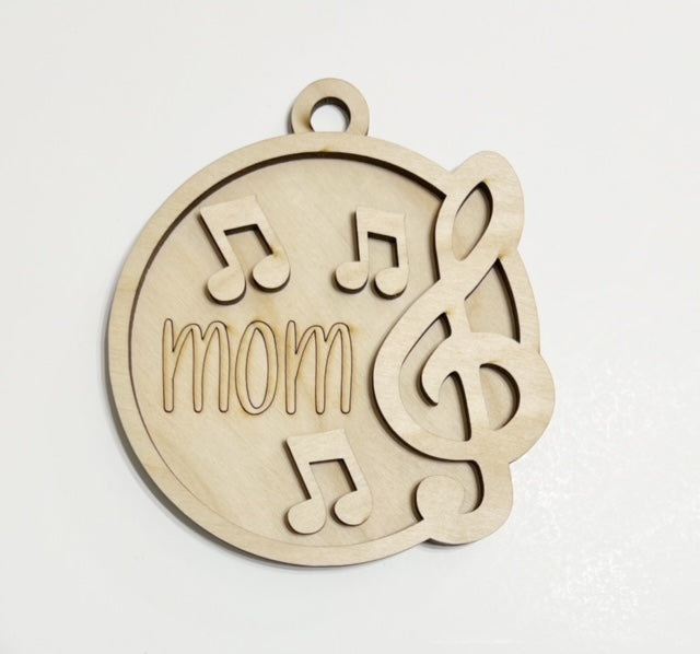 Music Notes Treble Clef Mom Double Layer Car Charm Ornament