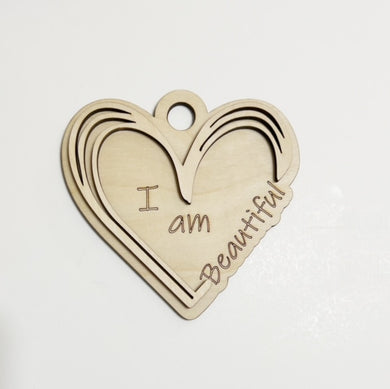 I Am Beautiful Heart Double Layer Car Charm Ornament