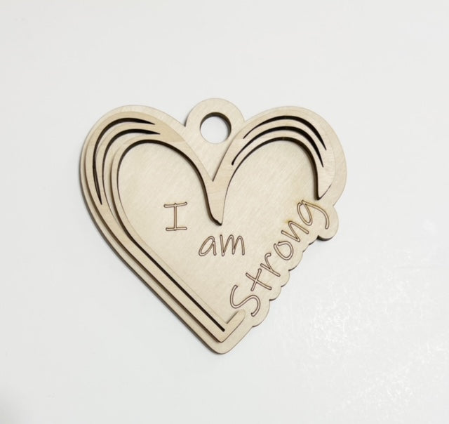 I Am Strong Heart Double Layer Car Charm Ornament