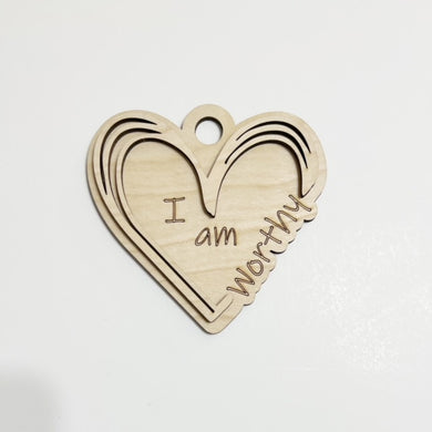 I Am Worthy Heart Double Layer Car Charm Ornament