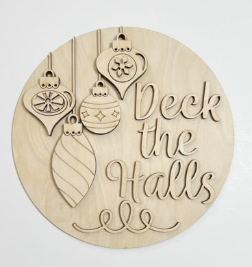 Deck the Halls Christmas Ornaments Round Doorhanger