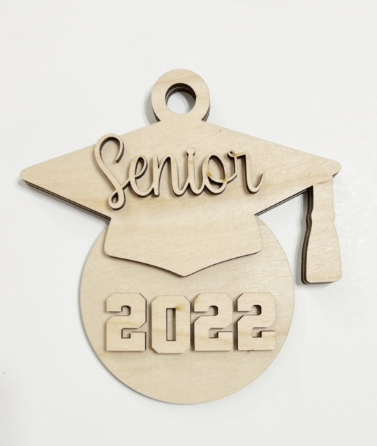 Senior 22 Graduation Cap Double Layer Car Charm Ornament