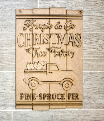 Kringle & Co Christmas Tree Farm Vertical Rectangle Doorhanger