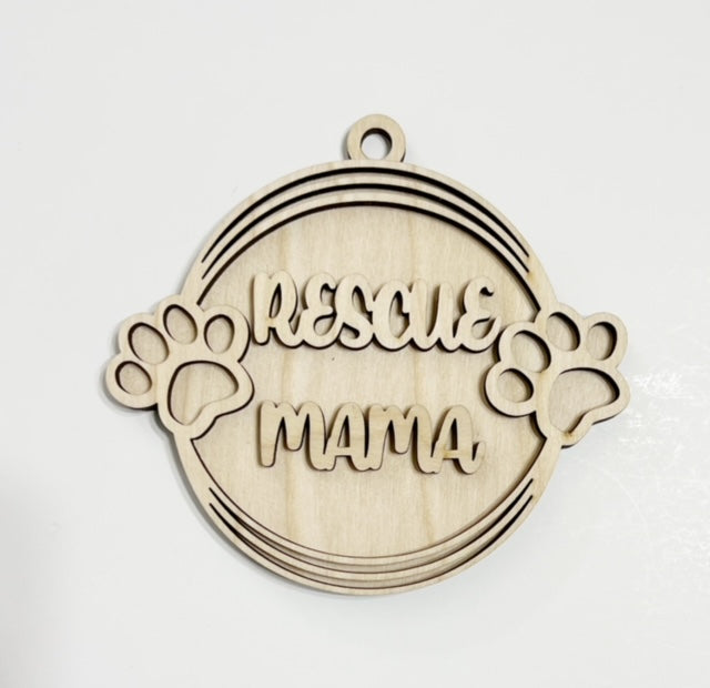 Rescue Mama Pawprints Double Layer Car Charm Ornament