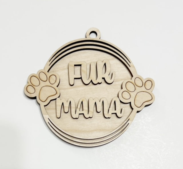 Fur Mama Pawprints Double Layer Car Charm Ornament