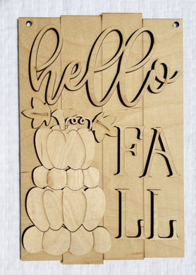 Hello Fall Stacking Pumpkins Door Hanger