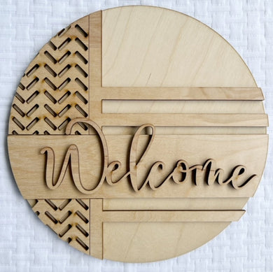 Patterned Strip Welcome Round Doorhanger