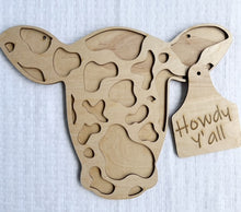 Cow Head Doorhanger with Personalized Ear Tag