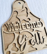 Welcome Y'all Cow Print Tag Doorhanger