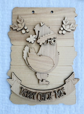 Merry Chick-Mas Chicken Rectangle Doorhanger