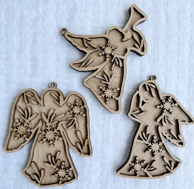Double Layered Angel Christmas Ornaments Set of 3
