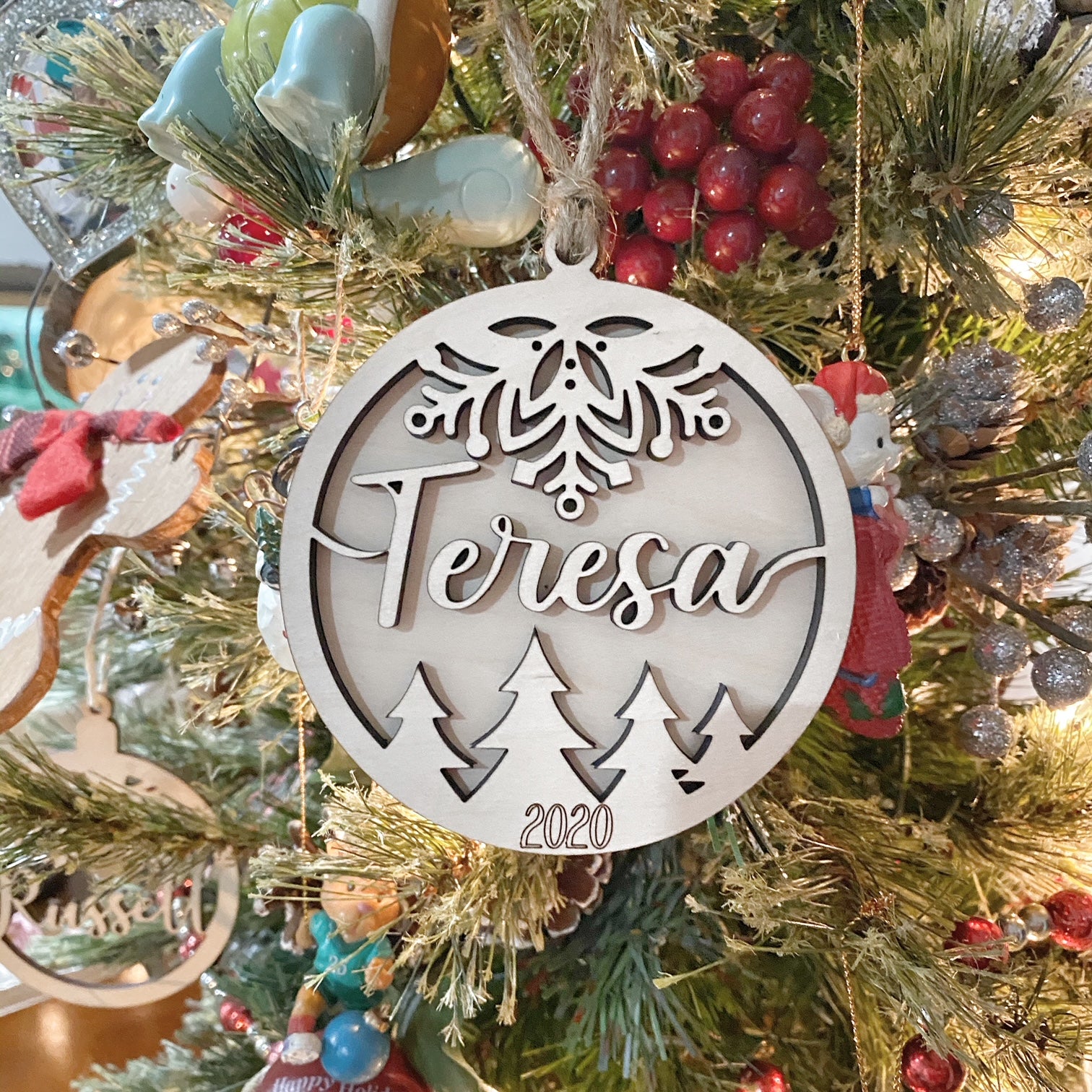 Custom Name Wood Laser Cut Christmas Ornament Personalized – Sawdust ...